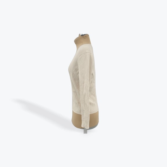 J.Crew Women's Ribbed Knit Long Sleeve Top Beige Crewneck Sweater M Medium - Picture 4 of 9